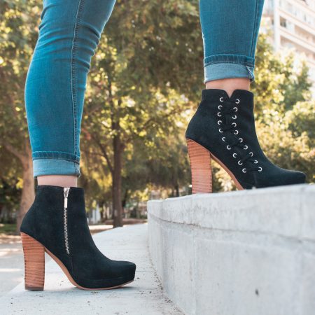 Botín Francisca Renobuck Negro Glitter