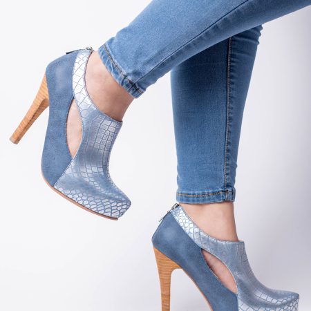 Botín Ingrid Azul Jeans/Caimán Celeste Metalizado