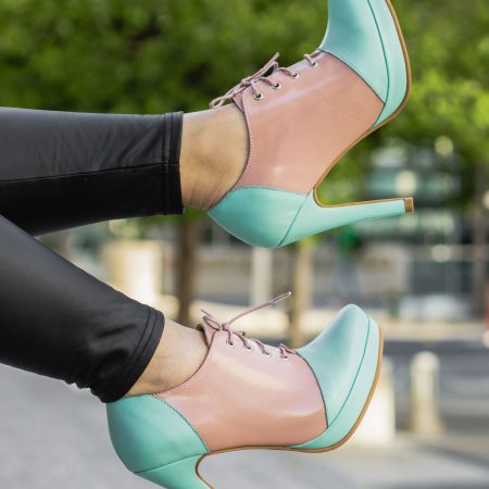 Botín Myriam Color Verde Agua/Richato Rosa