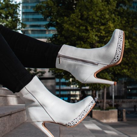 Botín Valeria Color Cuero Blanco/Pitón Blanconegro